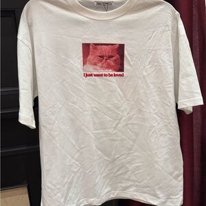 ZARA Red and White Short Sleeve Tee sz M